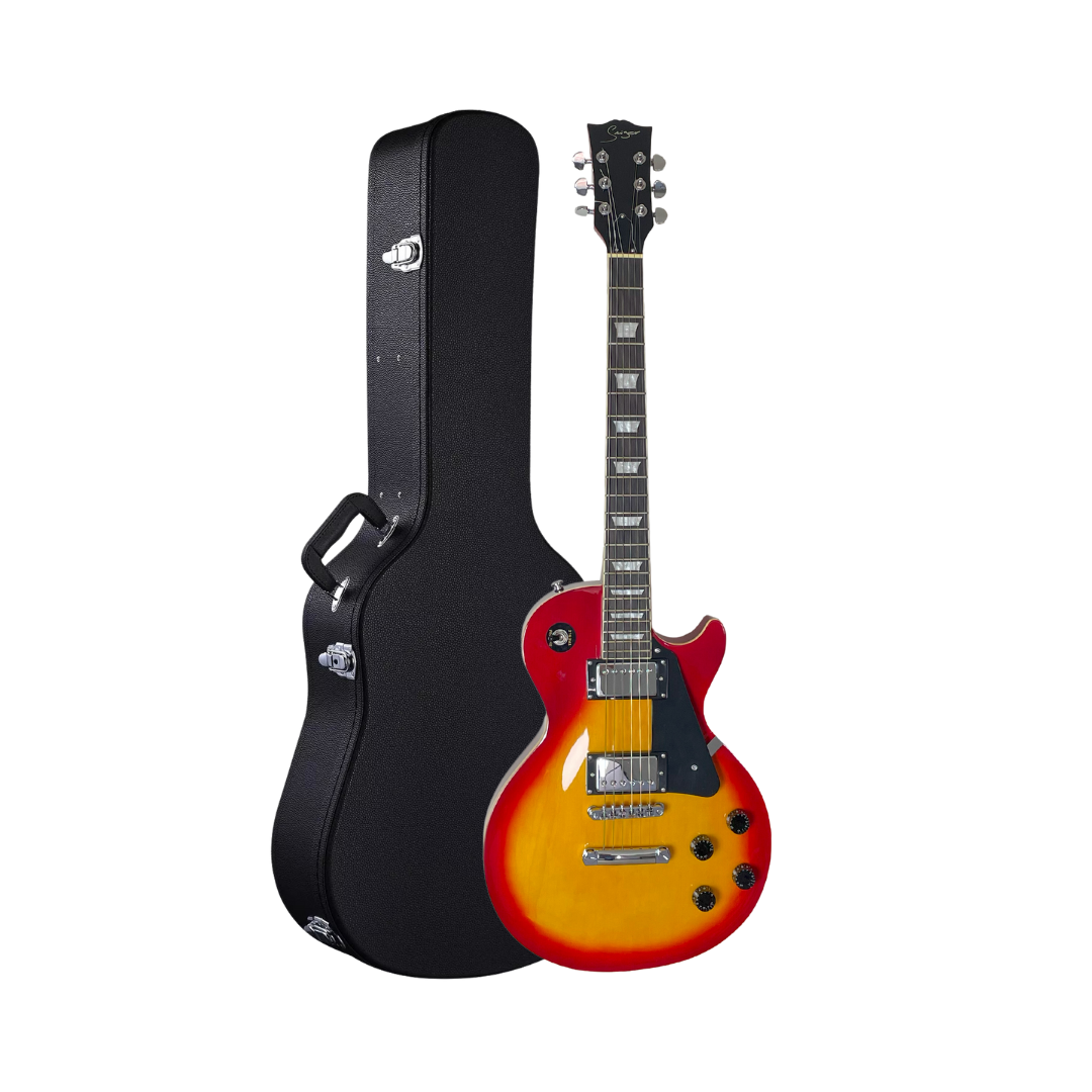 Hard-Shell Wooden Leather Black Case for LP style