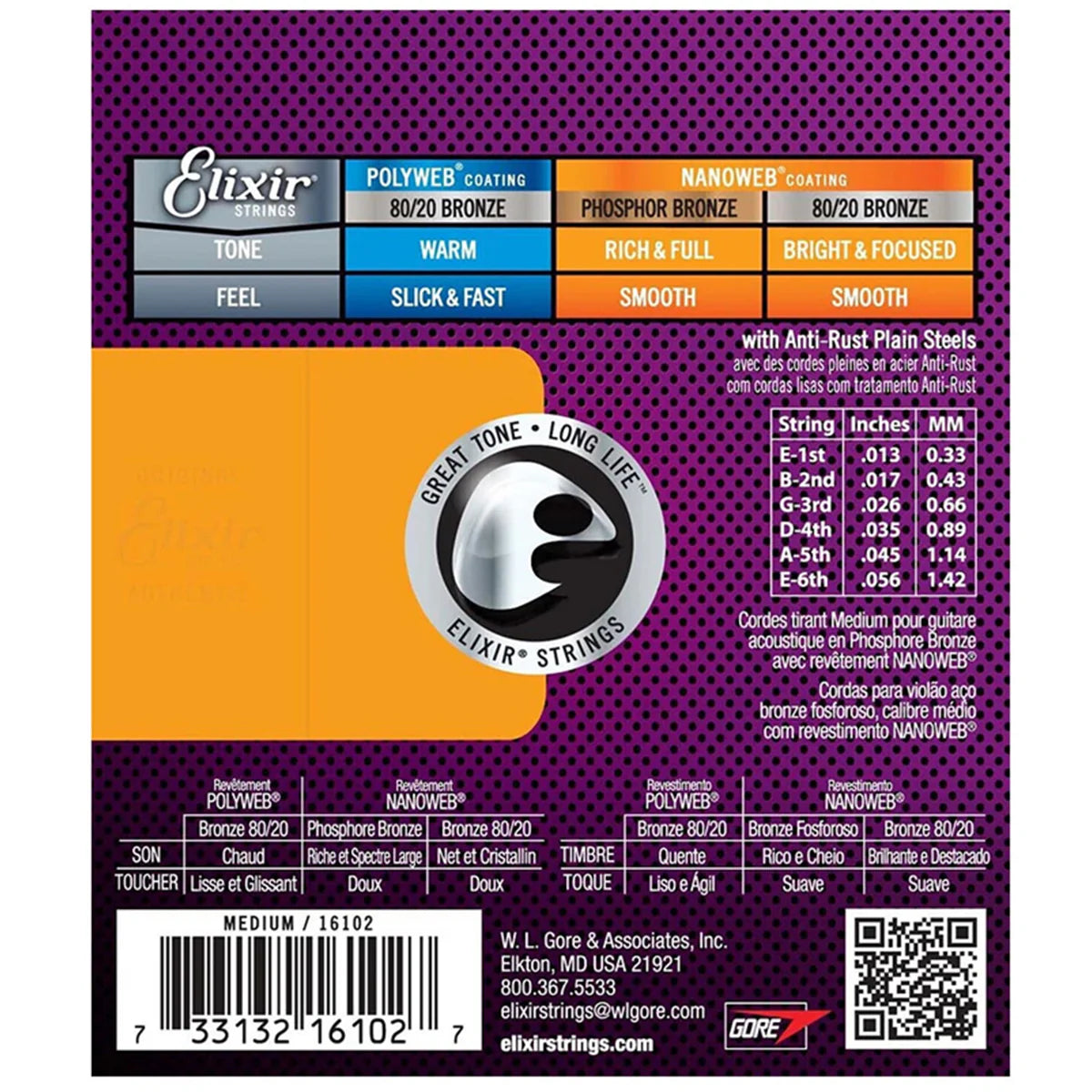 Elixir Nanoweb Coated Phosphor Bronze Acoustic Medium 13-56