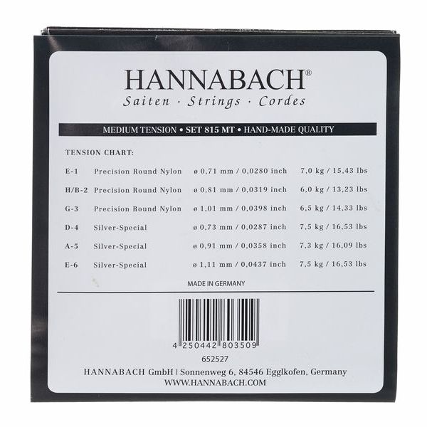 Hannabach Silver Plated 800MT Classical Guitar Strings