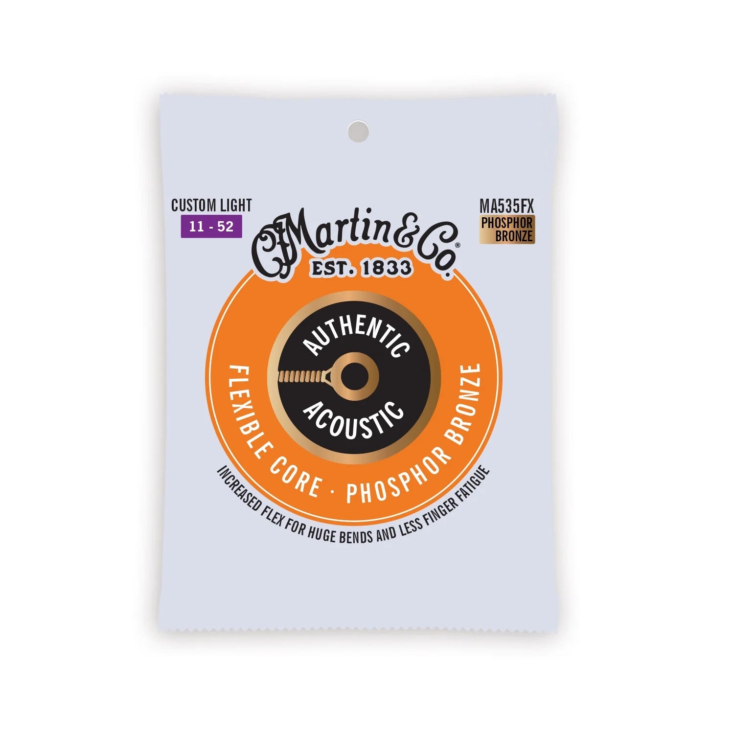 Martin Flexible Core Guitar Strings Phosphor Bronze Custom Light 11-52