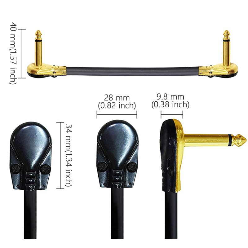 Gold Plated Pedal Patch Cable 15 CM