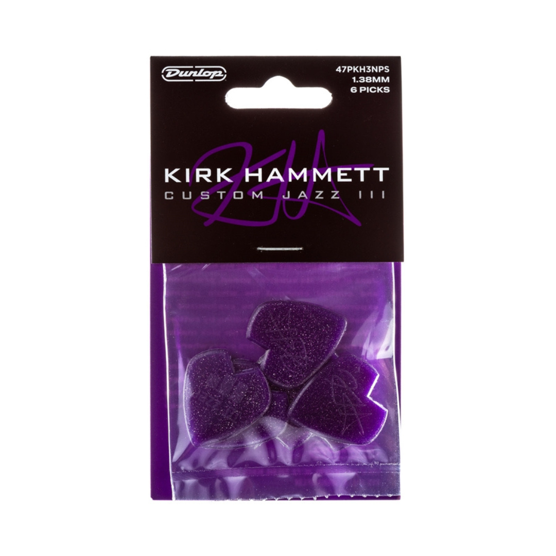 Dunlop Kirk Hammett Purple Sparkle Jazz III Guitar Pick - 6 Picks