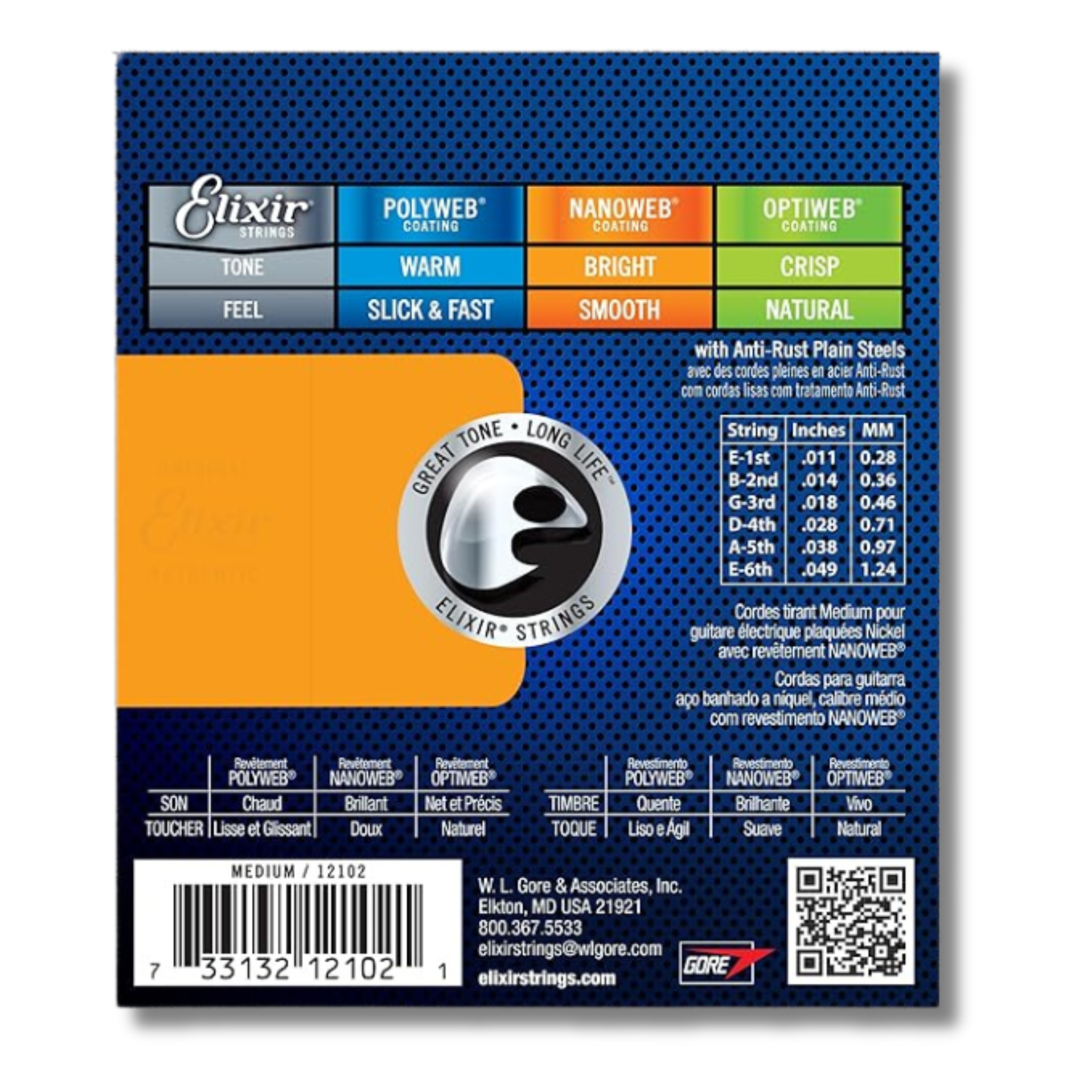 Elixir Nanoweb Coated Electric Guitar Strings 11-49