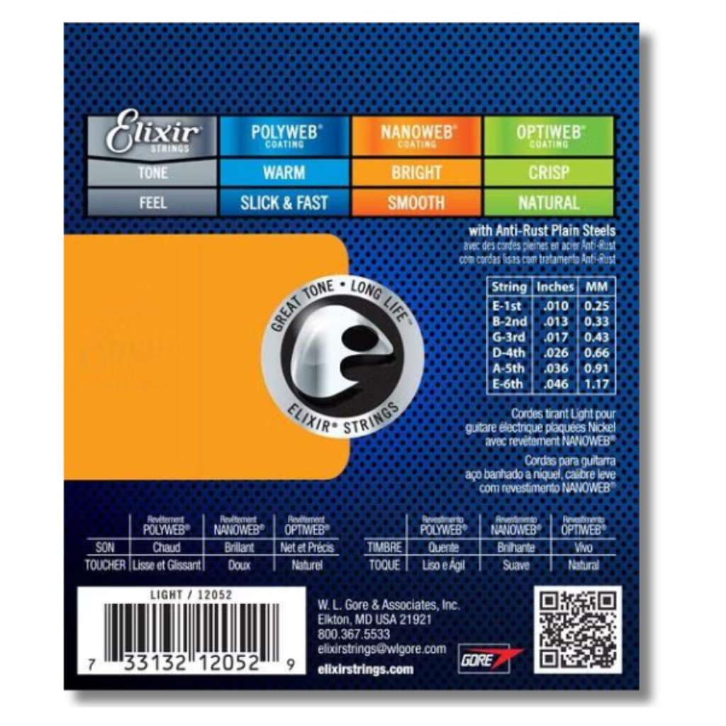 Elixir Nanoweb Coated Electric Guitar Strings 10-46