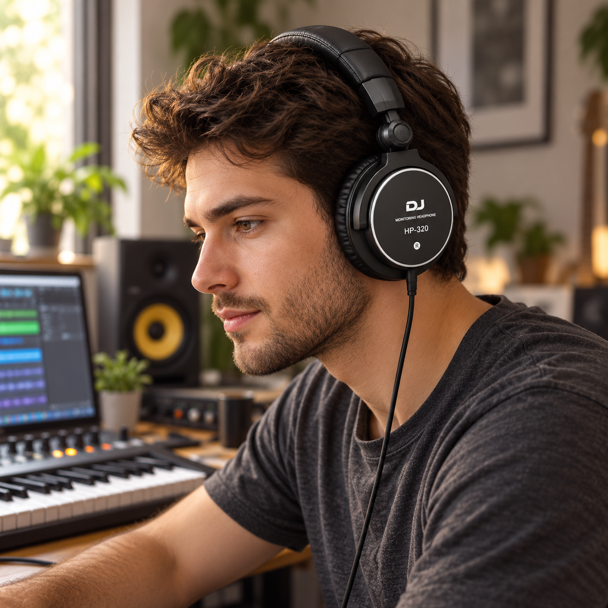 HP-320 headphones in use in a home studio