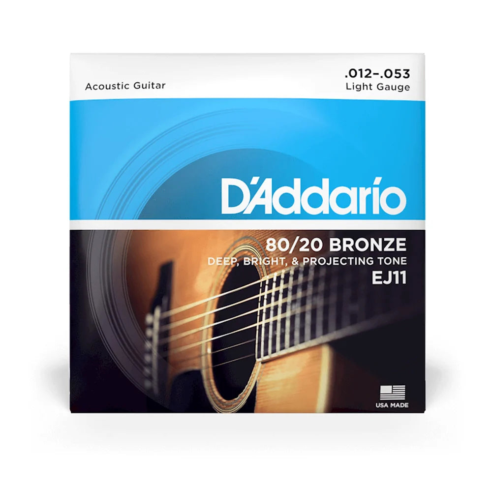 D'Addario EJ11 80/20 Bronze Acoustic Guitar Strings, Light, 12-53