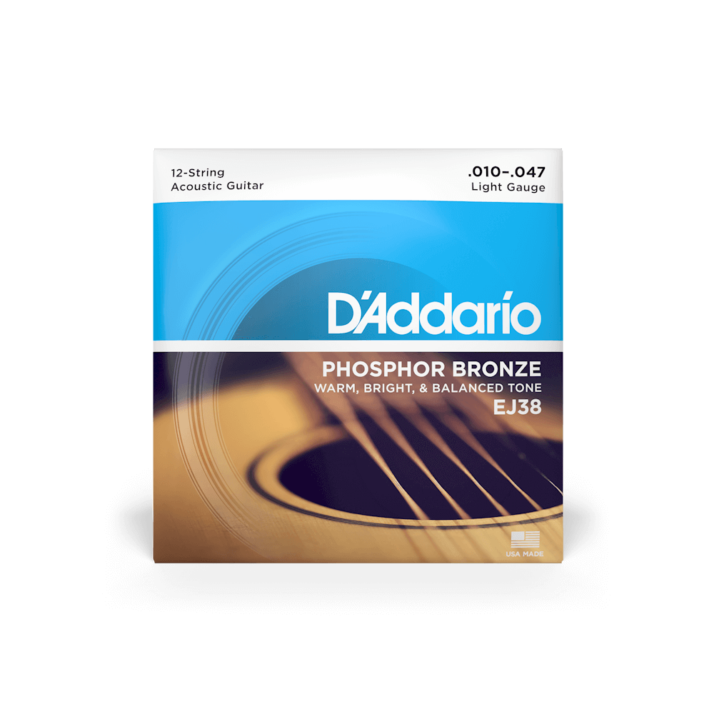 D'Addario EJ38 / 10-47 Light 12-String Acoustic Guitar Strings
