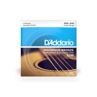 D'Addario EJ38 / 10-47 Light 12-String Acoustic Guitar Strings