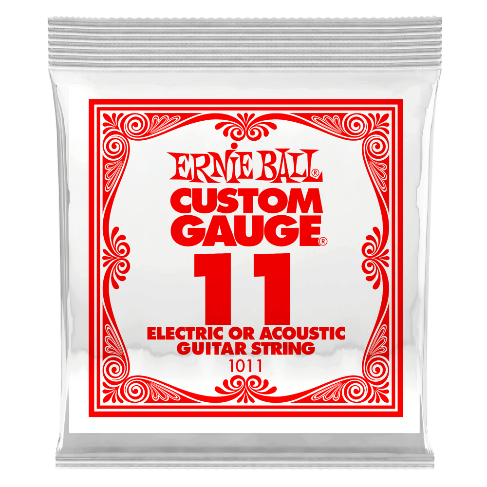 Ernie Ball .011 Plain Steel Electric or Acoustic Guitar Strings
