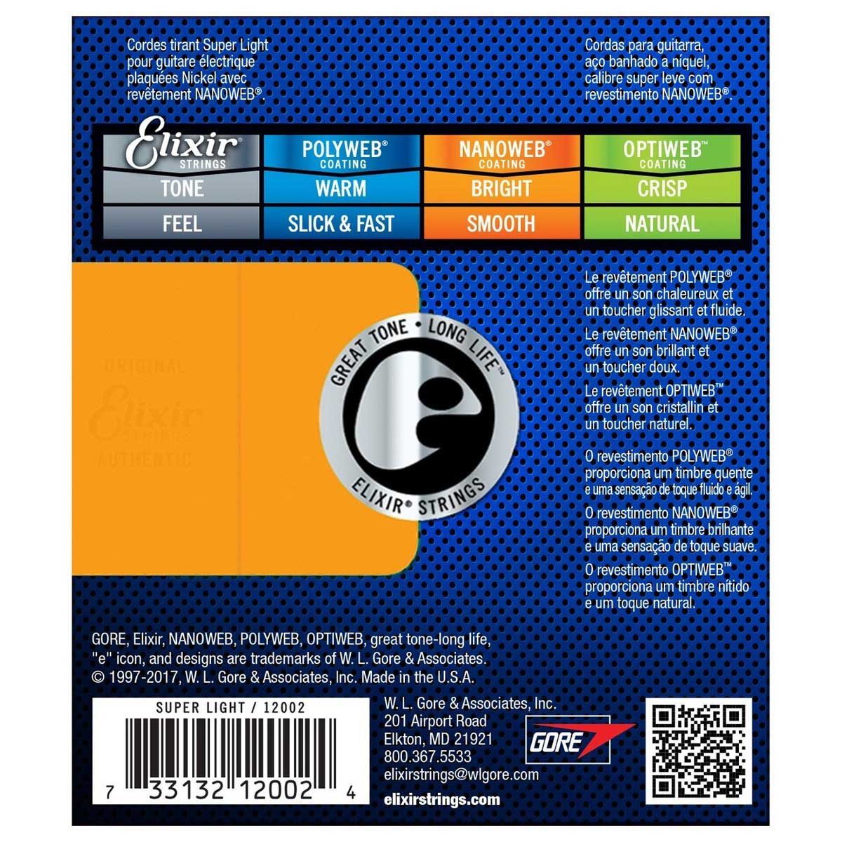 Elixir Nanoweb Coated Electric Guitar Strings 09-42