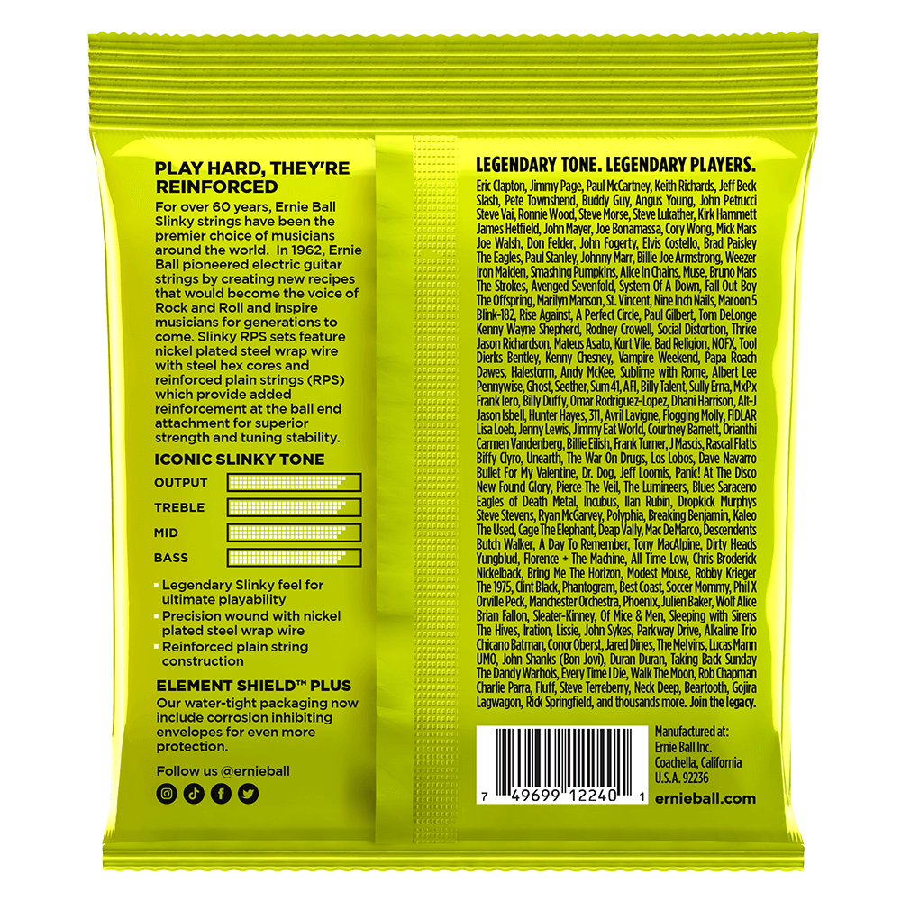 Ernie Ball Regular Slinky RPS Nickel Wound Electric Guitar Strings 10-46 Gauge