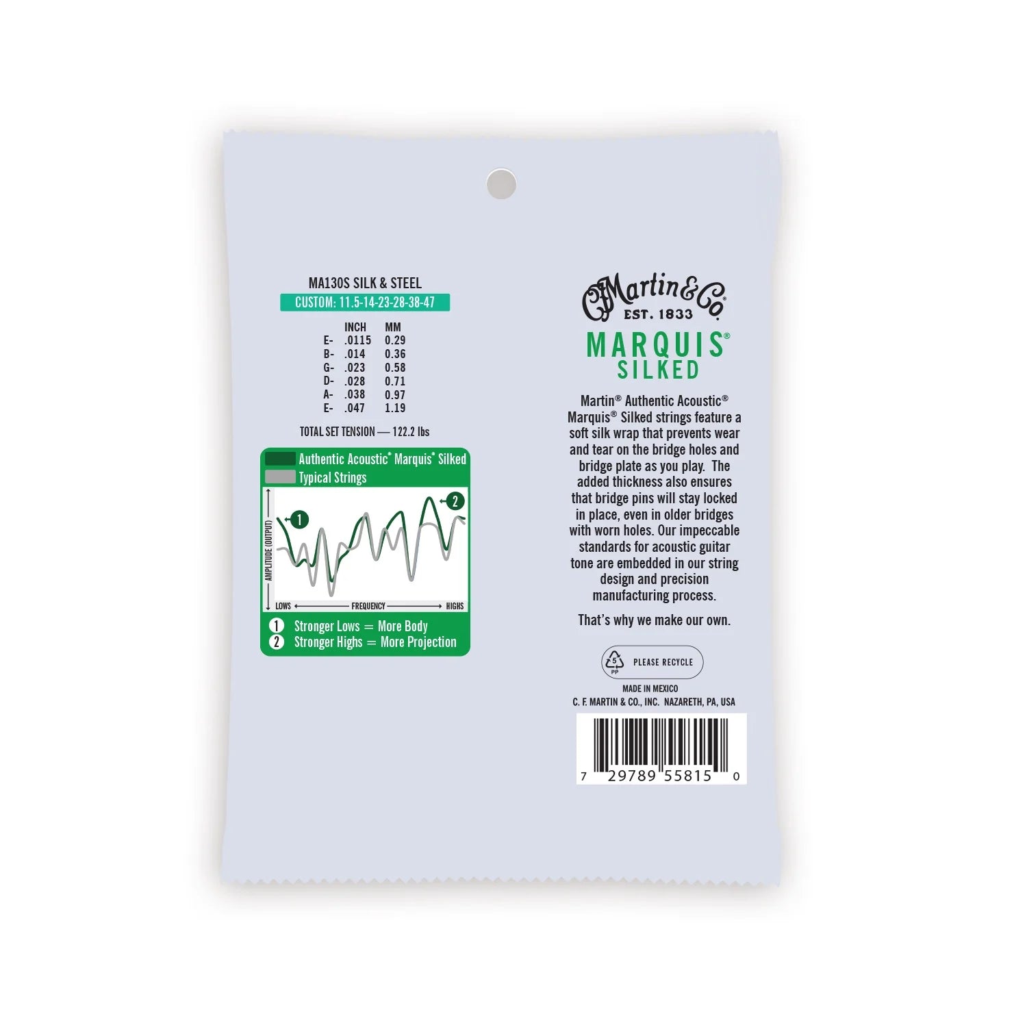 Martin Marquis® Silked Silk & Steel Acoustic Guitar Strings 11.5 - 47