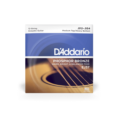D'Addario EJ37 / 12-54 Medium Top/ Heavy Bottom 12-String Acoustic Guitar Strings