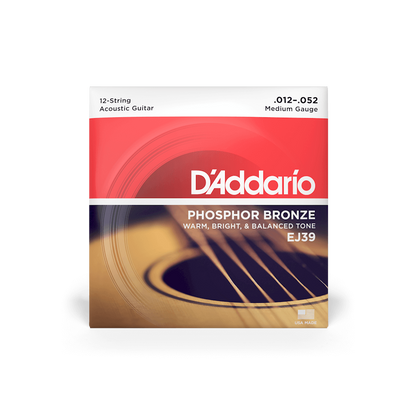 D'Addario EJ39 / 12-52 Medium 12-String Acoustic Guitar Strings