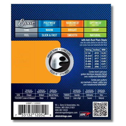 Elixir Nanoweb Coated Electric Guitar Strings 10-46